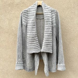 JESSICA Loose Knit Open Shawl Collar Cardigan in Gray | Sz XL/TG